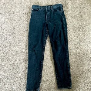 Black straight leg mid rise jeans